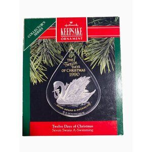 Hallmark Keepsake Ornament 1990 Twelve Days Of Christmas Seven Swans A-Swimming